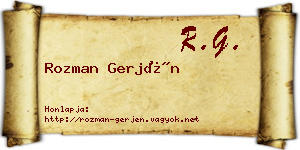 Rozman Gerjén névjegykártya